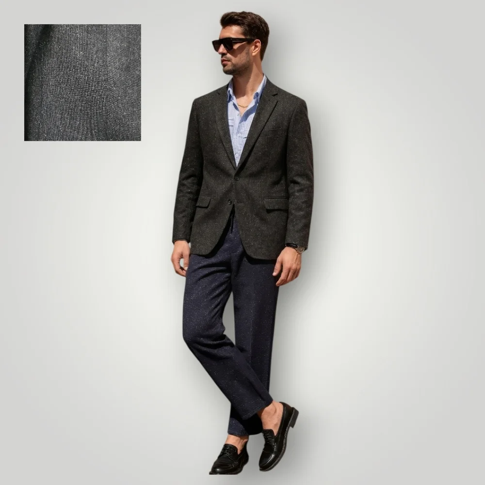 Calvin Klein Extreme Slim Fit Wool Silk Blazer 44R Charcoal Flecked Quiet Luxury